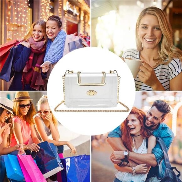 Transparent Clutch Clear Purse Crossbody Shoulder Bags Stadium Approved Bags - Picture 5 of 7